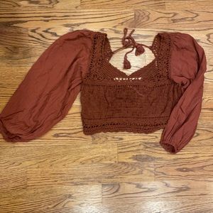 Free People Crop Top Burgundy Large